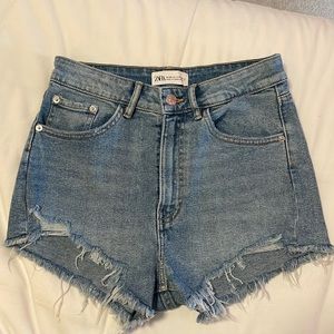 Zara High Rise Denim Shorts